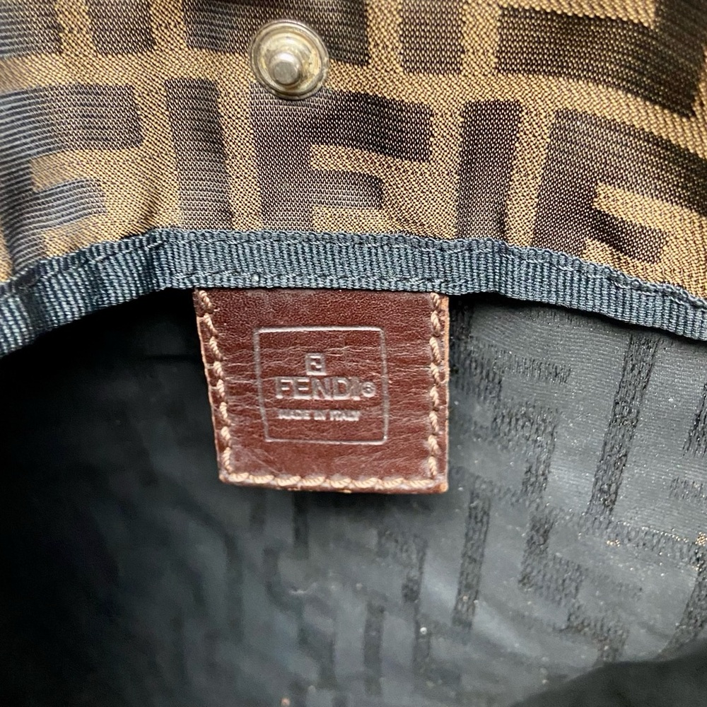 Vintage Fendi Zucca Brown Canvas Tote Hand Bag 14in x 13in x 4in - Picture 11 of 13